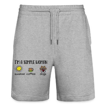 Lustige Designs für Hundehalter - Stanley/Stella Unisex Bio Joggingshorts Trainer  - Grau meliert - Vorne - Nik (191cm) & Marisol (170cm)