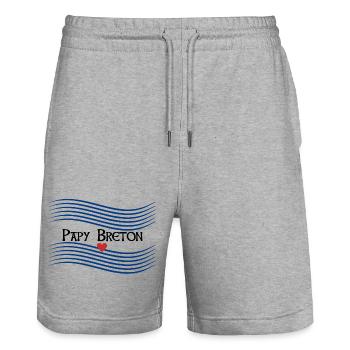 Papy Breton Marinière Fête des grands-pères - Short de jogging bio TRAINER Stanley/Stella unisexe - gris chiné - Devant - Nik (191cm) & Marisol (170cm)