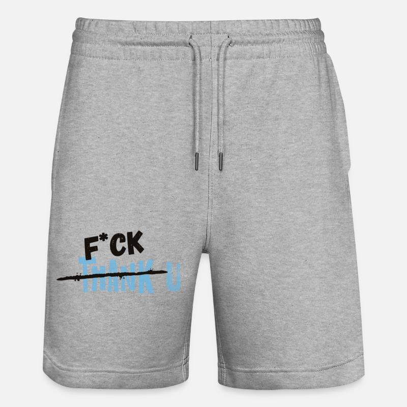 F*CK THANK U Blau Statement - Stanley/Stella Unisex Bio Joggingshorts Trainer - Grau meliert