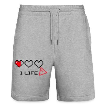 Pixel Heart and Warning Symbol Duo - Stanley/Stella Trainer Unisex Organic Jogging Shorts - heather grey - Front - Nik (191cm) & Marisol (170cm)