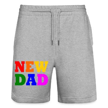 New dad - Stanley/Stella Unisex Bio Joggingshorts Trainer  - Grau meliert - Vorne - Nik (191cm) & Marisol (170cm)