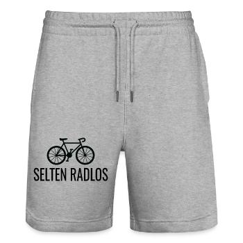 Fahrrad Radport Selten Radlos Sprüche - Stanley/Stella Unisex Bio Joggingshorts Trainer  - Grau meliert - Vorne - Nik (191cm) & Marisol (170cm)
