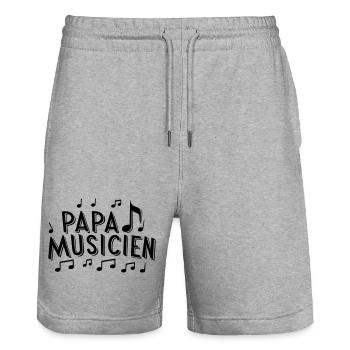 Cadeau Harmonieux : Papa Musicien ! - Short de jogging bio TRAINER Stanley/Stella unisexe - gris chiné - Devant - Nik (191cm) & Marisol (170cm)