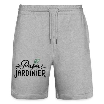 Cadeau Unique : Papa Jardinier ! - Short de jogging bio TRAINER Stanley/Stella unisexe - gris chiné - Devant - Nik (191cm) & Marisol (170cm)
