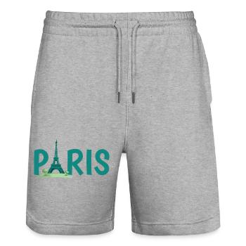 Paris Skyline with Eiffel Tower Illustration - Stanley/Stella Trainer Unisex Organic Jogging Shorts - heather grey - Front - Nik (191cm) & Marisol (170cm)