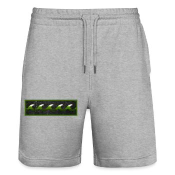 Logo Surfer Vert Blanc Noir - Short de jogging bio TRAINER Stanley/Stella unisexe - gris chiné - Devant - Nik (191cm) & Marisol (170cm)