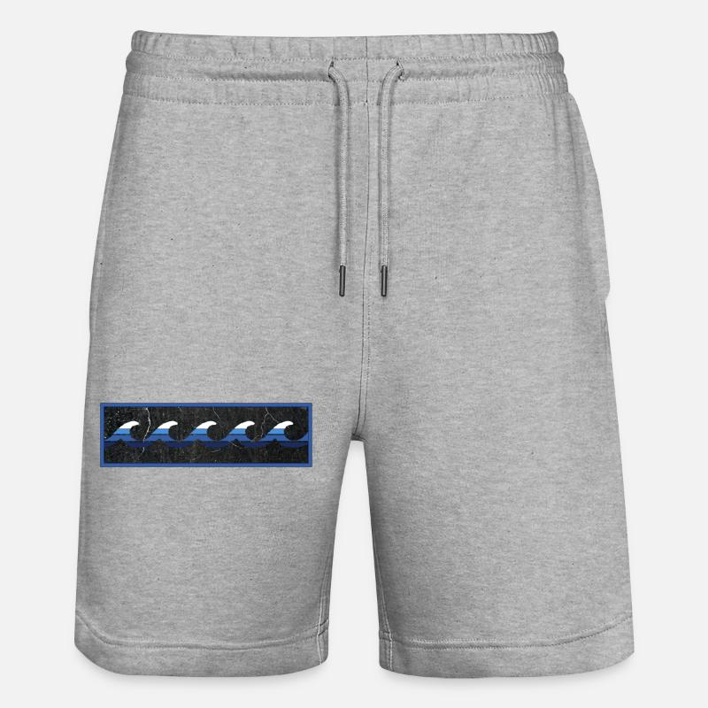 Logo Surfer Bleu - Short de jogging bio TRAINER Stanley/Stella unisexe - gris chiné