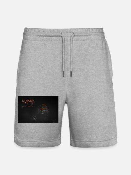 Orange Halloween Skull Glow - Stanley/Stella Trainer Unisex Organic Jogging Shorts - heather grey