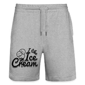 Lustiger Eiscreme Spruch - Stanley/Stella Unisex Bio Joggingshorts Trainer  - Grau meliert - Vorne - Nik (191cm) & Marisol (170cm)