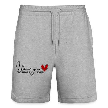 I love you forever I love you - Stanley/Stella Trainer Unisex Organic Jogging Shorts - heather grey - Front - Nik (191cm) & Marisol (170cm)