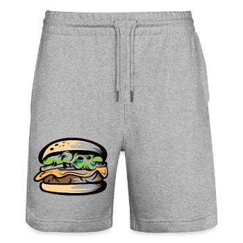 Burger Liebe Farben gutes leckeres Essen DIY - Stanley/Stella Unisex Bio Joggingshorts Trainer  - Grau meliert - Vorne - Nik (191cm) & Marisol (170cm)