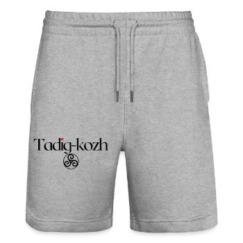 Tadig-kozh Triskell Fête grands-pères Breton - Short de jogging bio TRAINER Stanley/Stella unisexe - gris chiné - Devant - Nik (191cm) & Marisol (170cm)