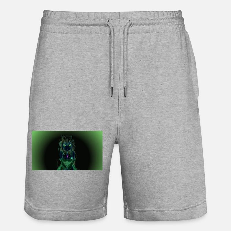 Nachtneon Katzenheld - Stanley/Stella Unisex Bio Joggingshorts Trainer - Grau meliert