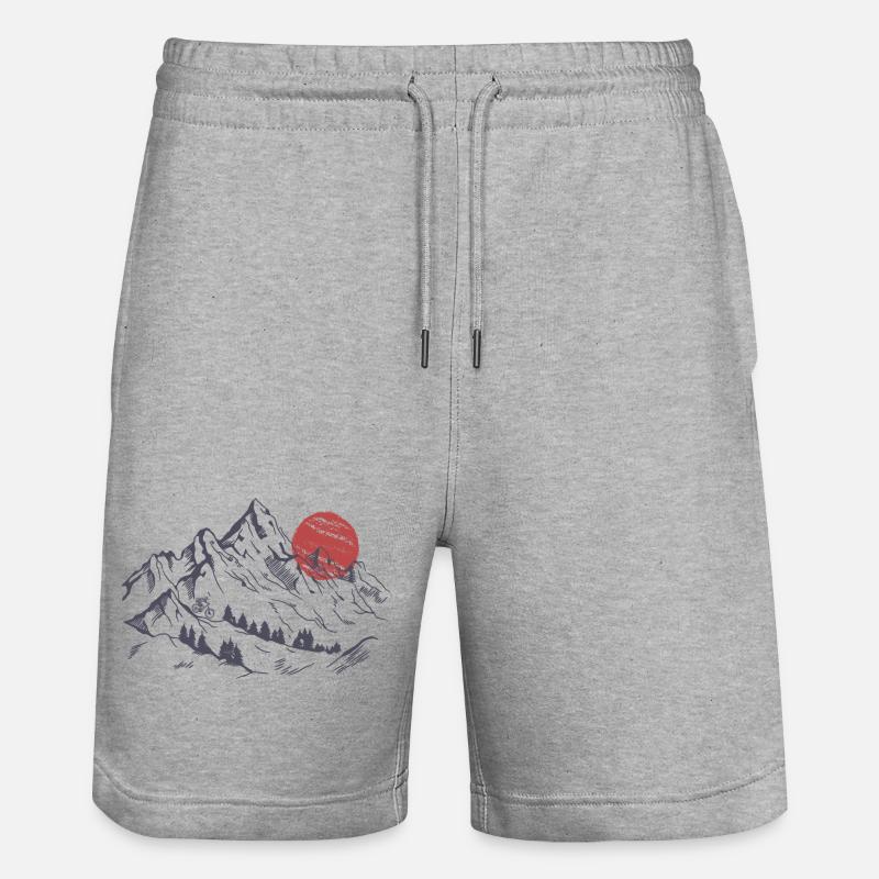 Crimson Sunset Over Silent Peaks - Stanley/Stella Trainer Unisex Organic Jogging Shorts - heather grey