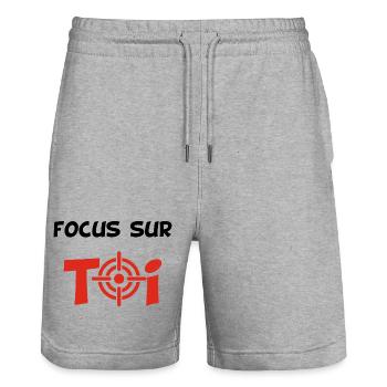 Focus sur toi (noir) - Short de jogging bio TRAINER Stanley/Stella unisexe - gris chiné - Devant - Nik (191cm) & Marisol (170cm)