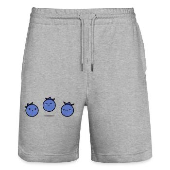 Blueberries | Blueberry | The three of us - Stanley/Stella Trainer Unisex Organic Jogging Shorts - heather grey - Front - Nik (191cm) & Marisol (170cm)