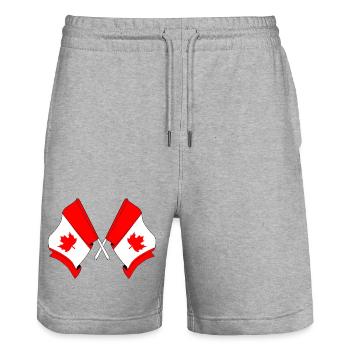 Flags of Canada crossed - Stanley/Stella Trainer Unisex Organic Jogging Shorts - heather grey - Front - Nik (191cm) & Marisol (170cm)