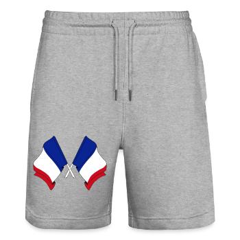 Deux drapeaux France - Short de jogging bio TRAINER Stanley/Stella unisexe - gris chiné - Devant - Nik (191cm) & Marisol (170cm)