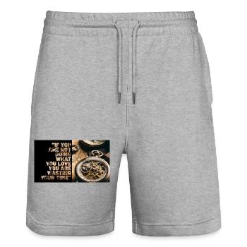 Mechanical Watch & Motivational Quote - Stanley/Stella Trainer Unisex Organic Jogging Shorts - heather grey - Front - Nik (191cm) & Marisol (170cm)