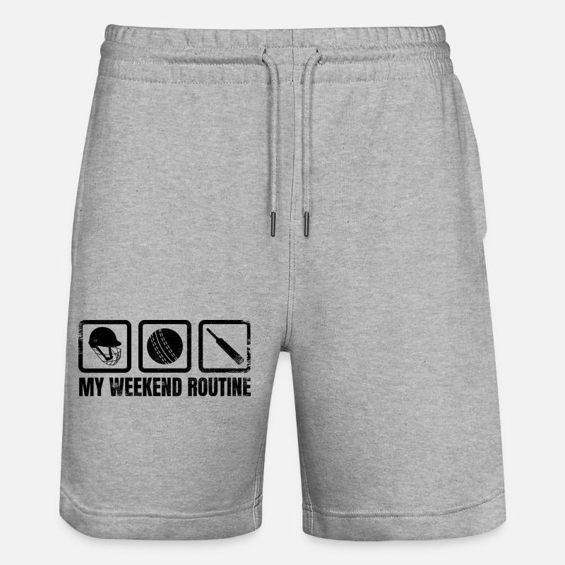 Cricket Players Weekend Routine - Stanley/Stella Trainer Unisex Organic Jogging Shorts - heather grey