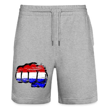 Holland Flagge Hand Faust used - Stanley/Stella Unisex Bio Joggingshorts Trainer  - Grau meliert - Vorne - Nik (191cm) & Marisol (170cm)