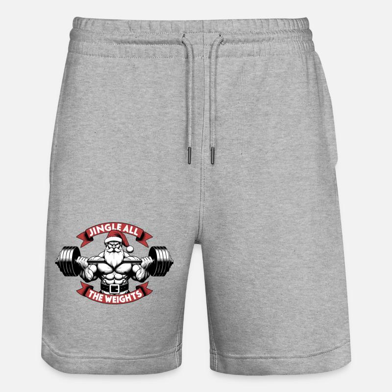Weihnachtsgeschenk - Jingle All The Weights - Stanley/Stella Unisex Bio Joggingshorts Trainer  - Grau meliert