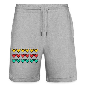 CHRISTMAS. YEAR. ANNIVERSARY. RETIREMENT. FATHER'S DAY - Stanley/Stella Trainer Unisex Organic Jogging Shorts - heather grey - Front - Nik (191cm) & Marisol (170cm)