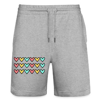 CHRISTMAS. YEAR. ANNIVERSARY. RETIREMENT. FATHER'S DAY - Stanley/Stella Trainer Unisex Organic Jogging Shorts - heather grey - Front - Nik (191cm) & Marisol (170cm)