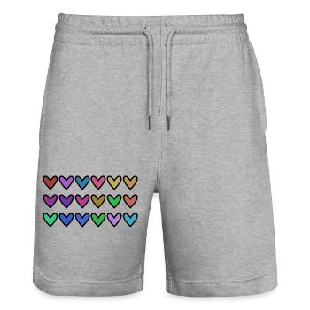 CHRISTMAS. YEAR. ANNIVERSARY. RETIREMENT. FATHER'S DAY - Stanley/Stella Trainer Unisex Organic Jogging Shorts - heather grey - Front - Nik (191cm) & Marisol (170cm)