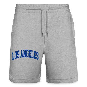 Bleu Los Angeles - Short de jogging bio TRAINER Stanley/Stella unisexe - gris chiné - Devant - Nik (191cm) & Marisol (170cm)