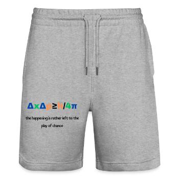 Uncertainty principle - Stanley/Stella Trainer Unisex Organic Jogging Shorts - heather grey - Front - Nik (191cm) & Marisol (170cm)