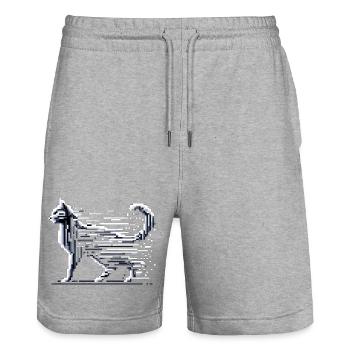 Pixel Katze - Stanley/Stella Unisex Bio Joggingshorts Trainer  - Grau meliert - Vorne - Nik (191cm) & Marisol (170cm)