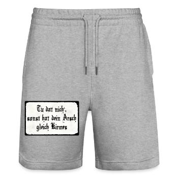Tu dat nich' - Stanley/Stella Unisex Bio Joggingshorts Trainer  - Grau meliert - Vorne - Nik (191cm) & Marisol (170cm)