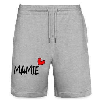 CHRISTMAS. YEAR. ANNIVERSARY. RETIREMENT. FEAST. HEART. - Stanley/Stella Trainer Unisex Organic Jogging Shorts - heather grey - Front - Nik (191cm) & Marisol (170cm)