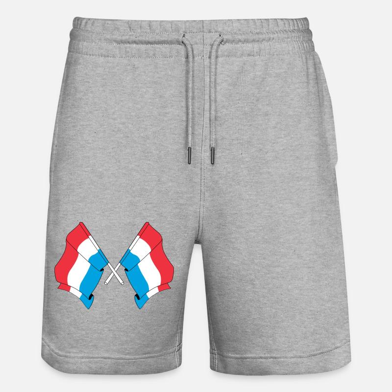 Deux drapeaux du Luxembourg - Short de jogging bio TRAINER Stanley/Stella unisexe - gris chiné