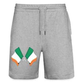 Drapeaux de l’Irlande croisés - Short de jogging bio TRAINER Stanley/Stella unisexe - gris chiné - Devant - Nik (191cm) & Marisol (170cm)