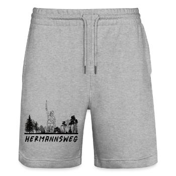 Hermannsweg - Stanley/Stella Unisex Bio Joggingshorts Trainer  - Grau meliert - Vorne - Nik (191cm) & Marisol (170cm)