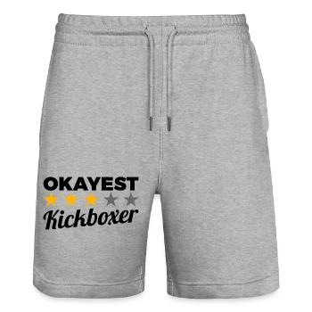 Okayest Kickboxer - Stanley/Stella Trainer Unisex Organic Jogging Shorts - heather grey - Front - Nik (191cm) & Marisol (170cm)