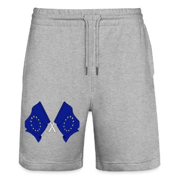 Deux drapeaux de l’Union européenne - Short de jogging bio TRAINER Stanley/Stella unisexe - gris chiné - Devant - Nik (191cm) & Marisol (170cm)