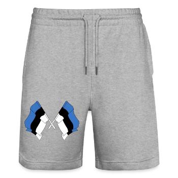 Zwei Flaggen Estland - Stanley/Stella Unisex Bio Joggingshorts Trainer  - Grau meliert - Vorne - Nik (191cm) & Marisol (170cm)