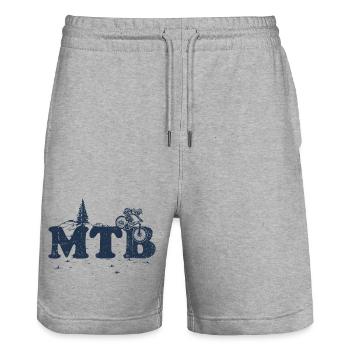 MTB Trail Silhouette - Stanley/Stella Unisex Bio Joggingshorts Trainer  - Grau meliert - Vorne - Nik (191cm) & Marisol (170cm)