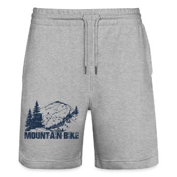 Mountain Bike Summit Silhouette - Stanley/Stella Trainer Unisex Organic Jogging Shorts - heather grey - Front - Nik (191cm) & Marisol (170cm)