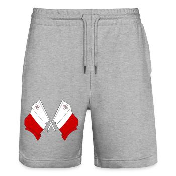 Two flags Malta - Stanley/Stella Trainer Unisex Organic Jogging Shorts - heather grey - Front - Nik (191cm) & Marisol (170cm)