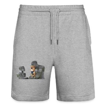 My Dog Is My Hero quer - Stanley/Stella Unisex Bio Joggingshorts Trainer  - Grau meliert - Vorne - Nik (191cm) & Marisol (170cm)
