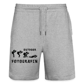 Outdoor Fotografin - Stanley/Stella Unisex Bio Joggingshorts Trainer  - Grau meliert - Vorne - Nik (191cm) & Marisol (170cm)