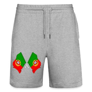 Deux drapeaux Portugal - Short de jogging bio TRAINER Stanley/Stella unisexe - gris chiné - Devant - Nik (191cm) & Marisol (170cm)