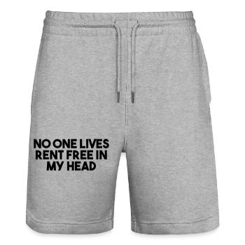 IN MEINEM KOPF WOHNT NIEMAND MIETFREI - Stanley/Stella Unisex Bio Joggingshorts Trainer  - Grau meliert - Vorne - Nik (191cm) & Marisol (170cm)
