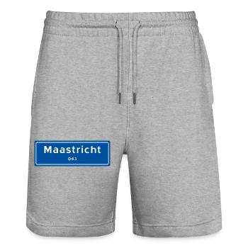 Maastricht 043 Ortsschild - Stanley/Stella Unisex Bio Joggingshorts Trainer  - Grau meliert - Vorne - Nik (191cm) & Marisol (170cm)