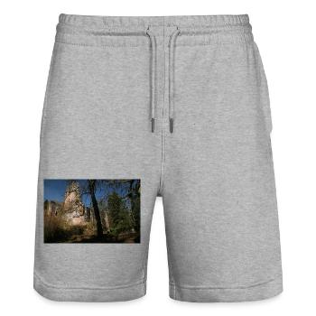 Mystical Waldeck Castle (Northern Black Forest) - Stanley/Stella Trainer Unisex Organic Jogging Shorts - heather grey - Front - Nik (191cm) & Marisol (170cm)