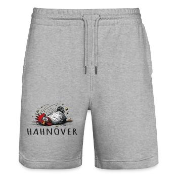 hahnover hangover illustration hendl hahn - Stanley/Stella Unisex Bio Joggingshorts Trainer  - Grau meliert - Vorne - Nik (191cm) & Marisol (170cm)